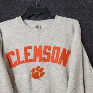Clemson Tigers Pro Edge Sweatshirt Mens L Gray Heather Orange Embroidered Logo